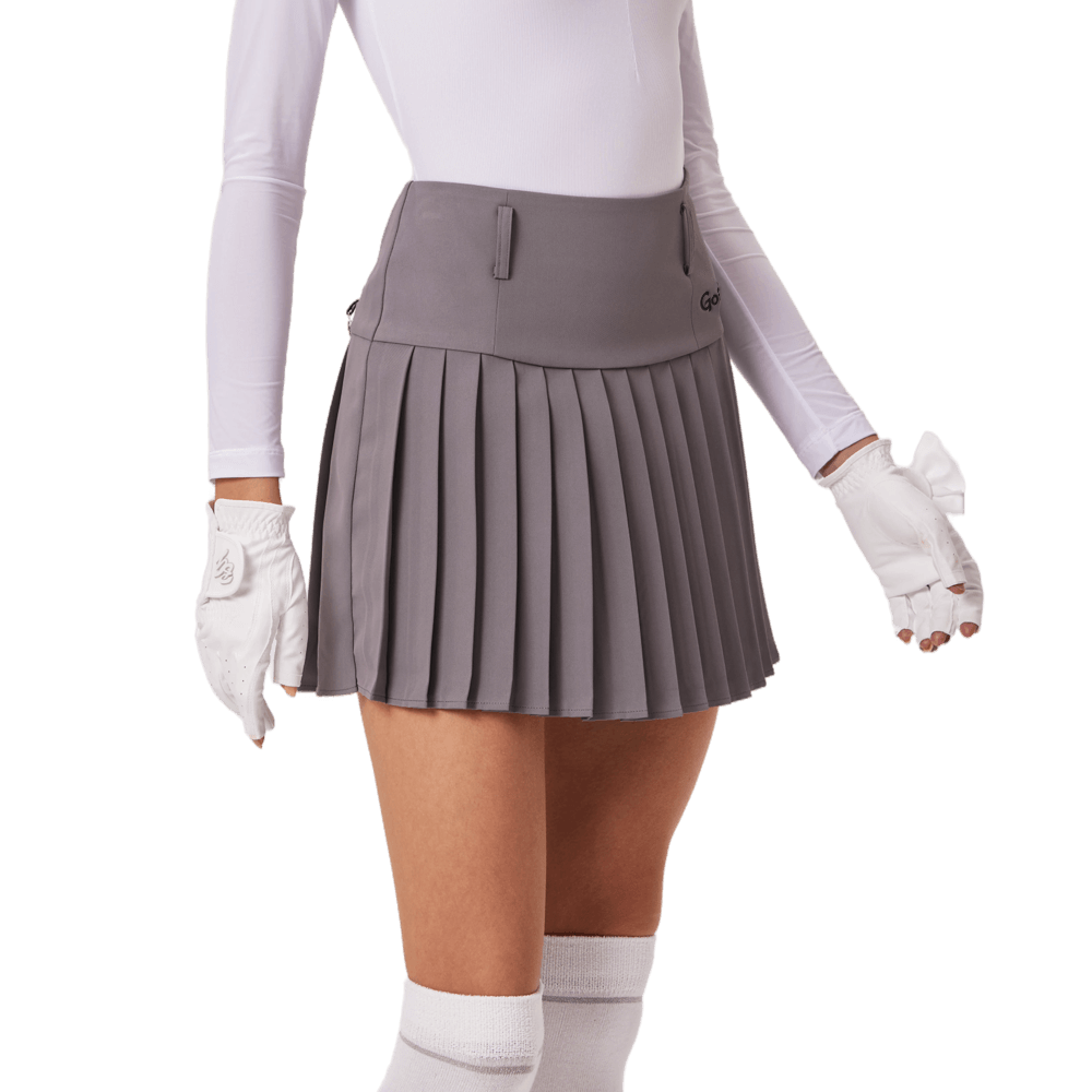 GoPlayer女高爾夫彈性腰百褶裙(灰)