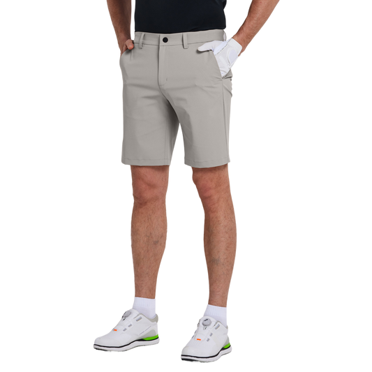 GoPlayer Men's Elastic Waist Golf Shorts (Light Gray)