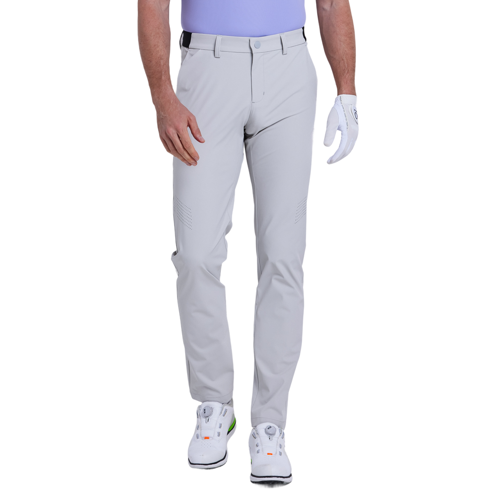 GoPlayer男彈性腰冲孔高爾夫長褲(冷灰)
