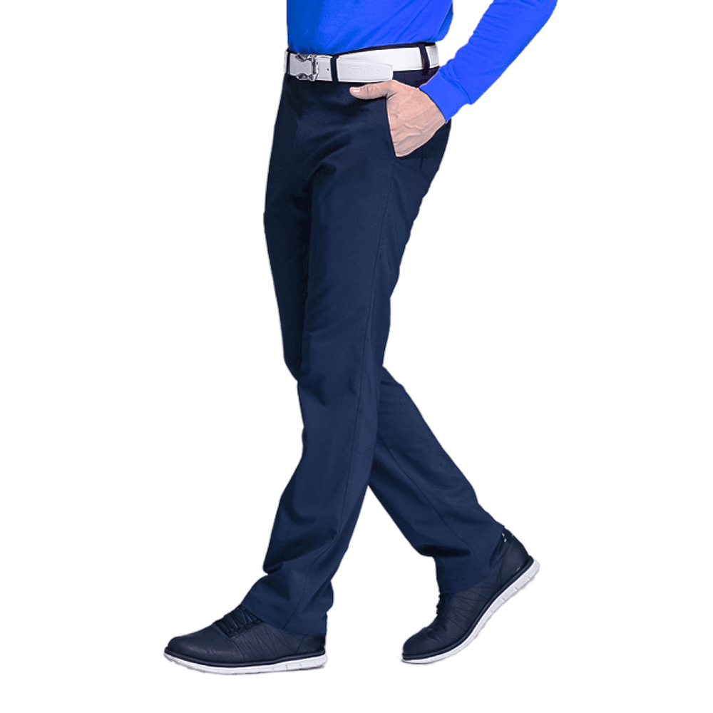 GoPlayer男彈性腰高爾夫長褲(暗藍)