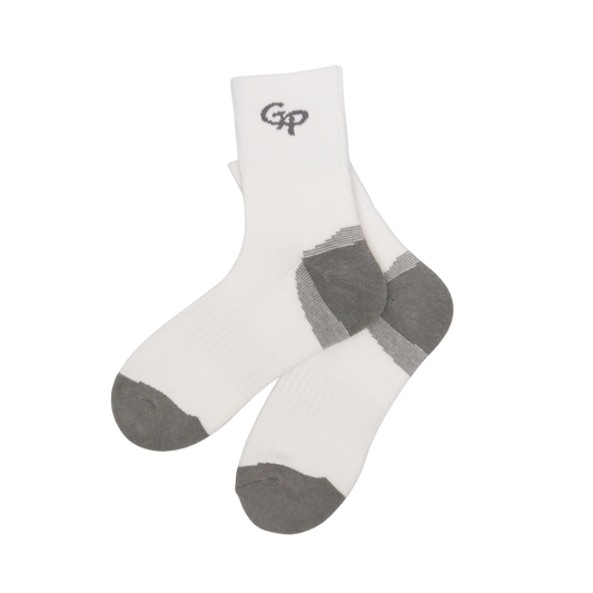 GoPlayer Men's Bamboo Charcoal Air Cushion Mid-tube Sports Socks White