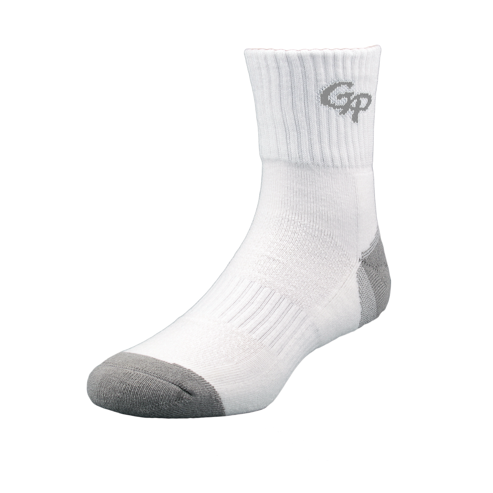 GoPlayer男竹炭氣墊中筒運動襪白