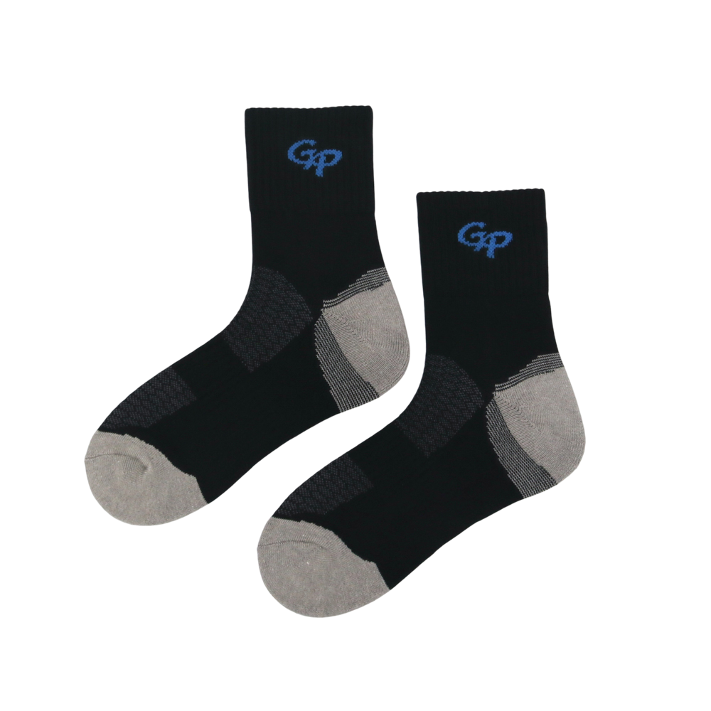 GoPlayer男竹炭氣墊中筒運動襪黑