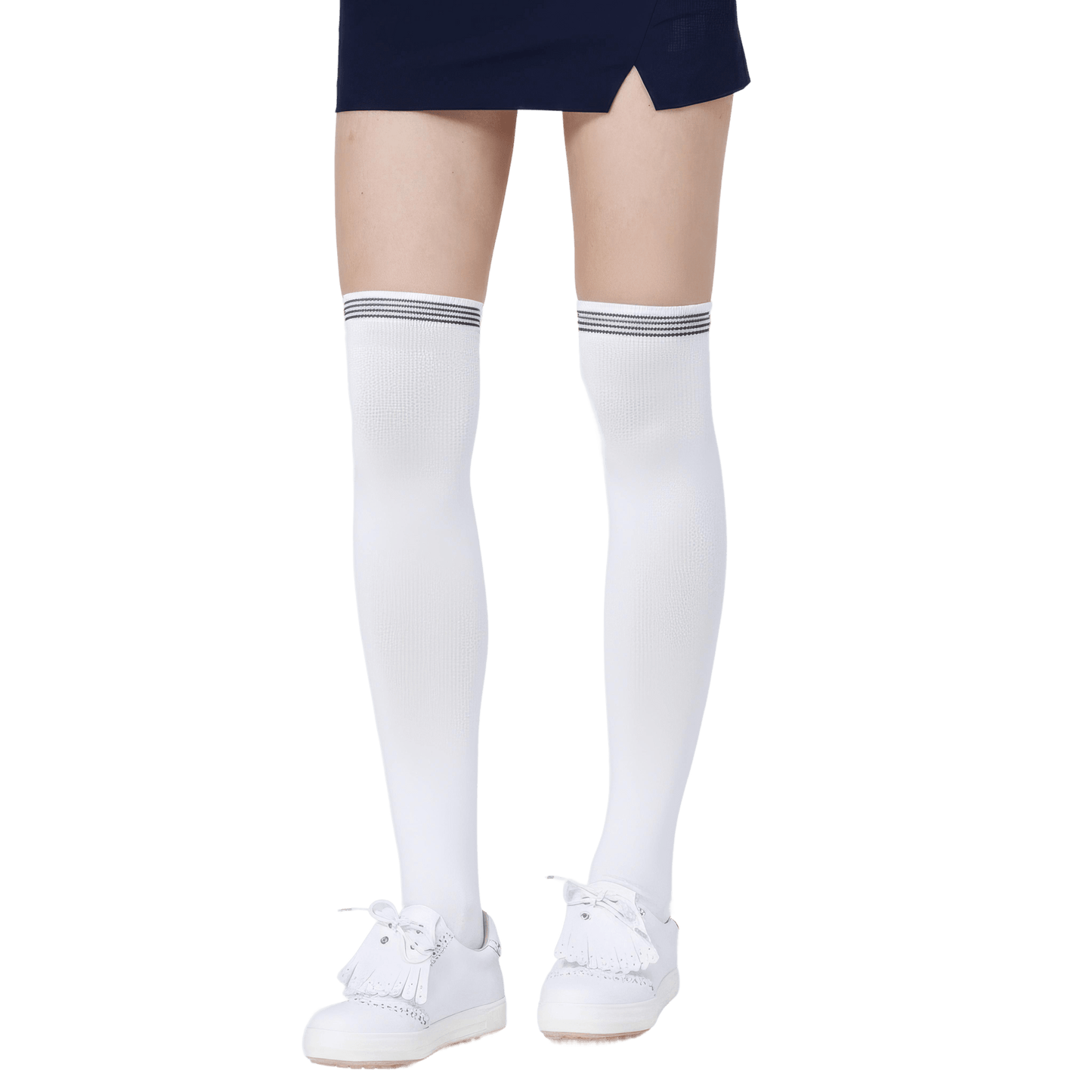 GoPlayer女膝上長筒襪(竹炭白黑)