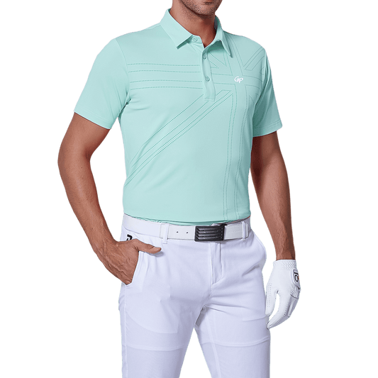 GoPlayer Men's Elastic Quick Dry Short Sleeve Top (British Flag Green)