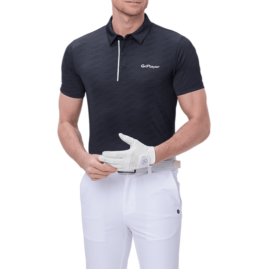 GoPlayer Men's Cool Jacquard Short Sleeve Top (Black)