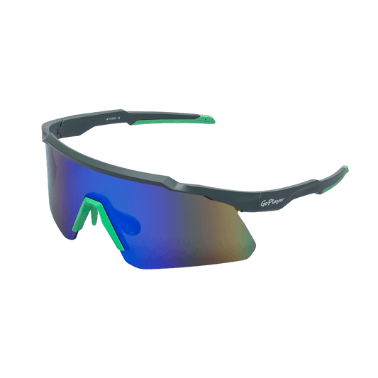 GoPlayer sports sunglasses (silver frame with green lenses)