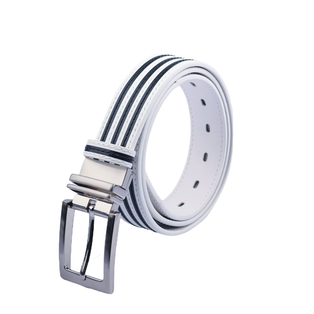 GoPlayer35mm double-sided buckle belt (white/white and black stripes)