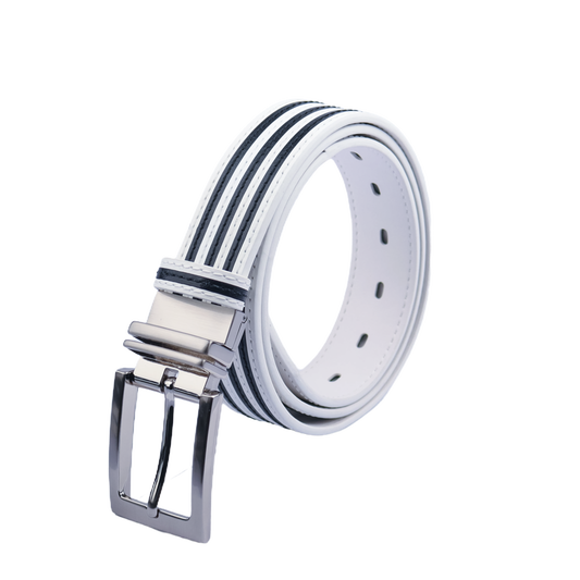 GoPlayer35mm double-sided buckle belt (white/white and black stripes)