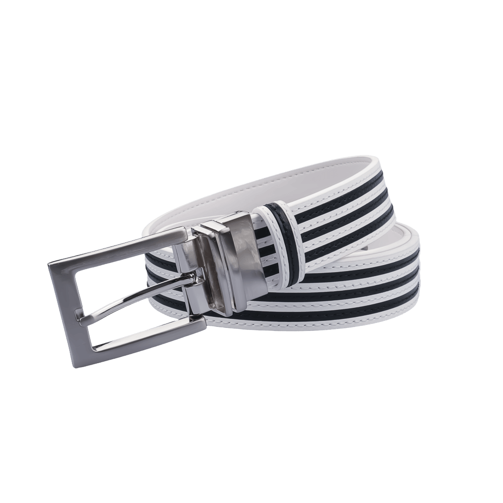 GoPlayer35mm double-sided buckle belt (white/white and black stripes)