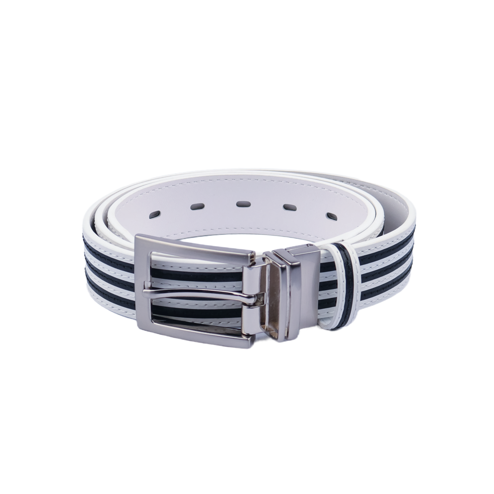GoPlayer35mm double-sided buckle belt (white/white and black stripes)