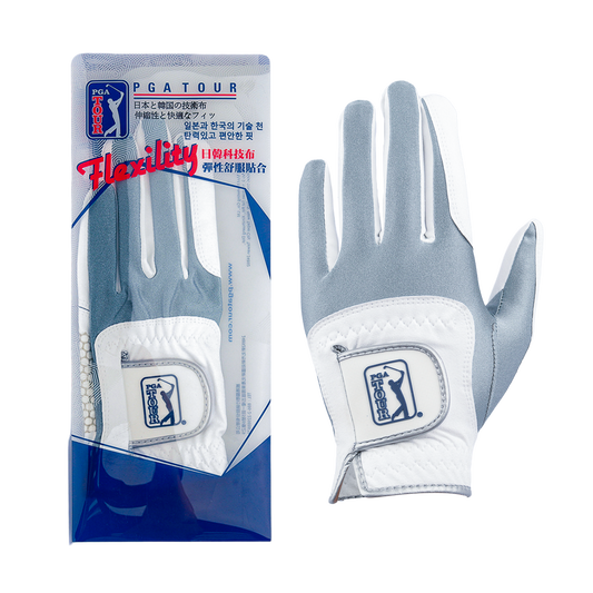 PGA Men's Golf Elastic Non-slip Gloves (White Gray)