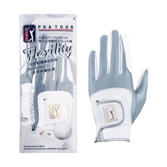 PGA women's golf elastic cloth non-slip gloves (white and green)