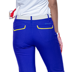 GoPlayer女彈性腰圍快乾高爾夫長褲(彩藍)