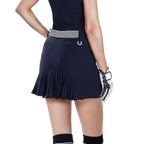 GoPlayer女彈性腰高爾夫褲裙(藏青)
