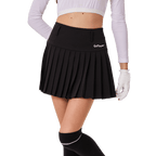 GoPlayer女高爾夫彈性腰百褶裙(黑)