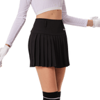GoPlayer女高爾夫彈性腰百褶裙(黑)