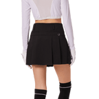 GoPlayer女高爾夫彈性腰百褶裙(黑)