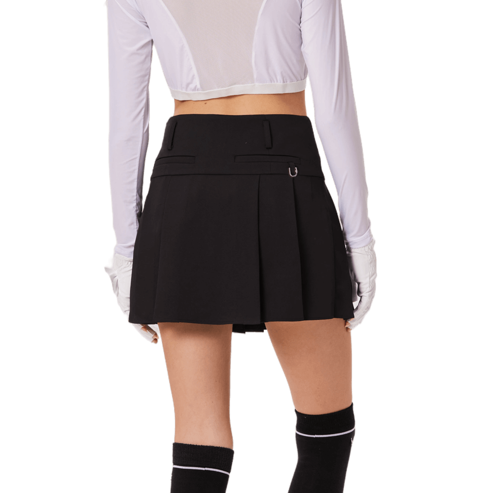 GoPlayer女高爾夫彈性腰百褶裙(黑)
