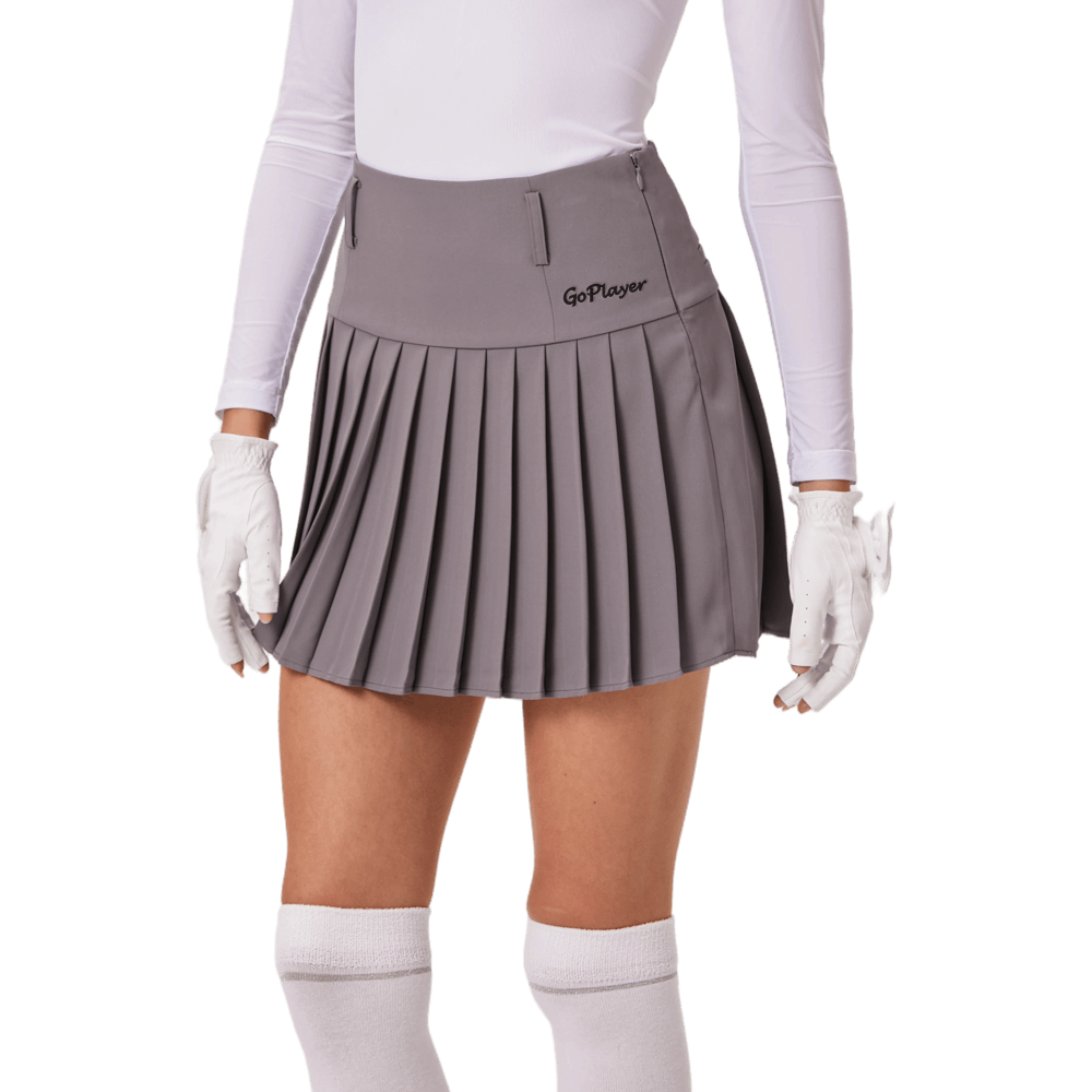 GoPlayer女高爾夫彈性腰百褶裙(灰)