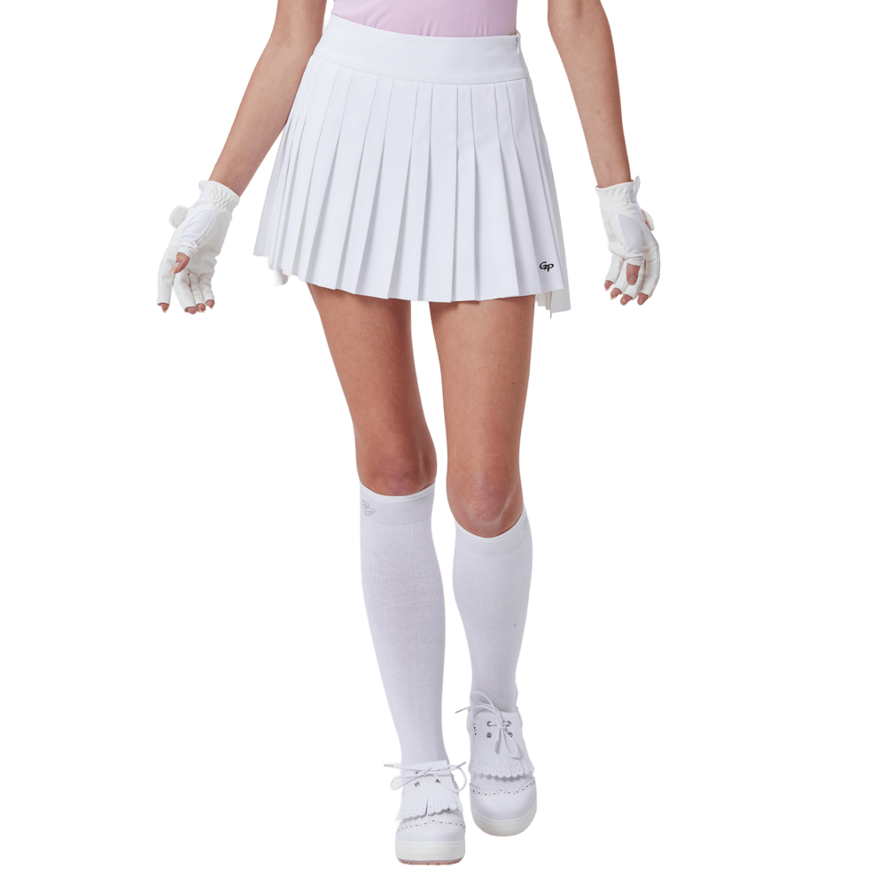 GoPlayer女彈性高腰百褶裙(白)