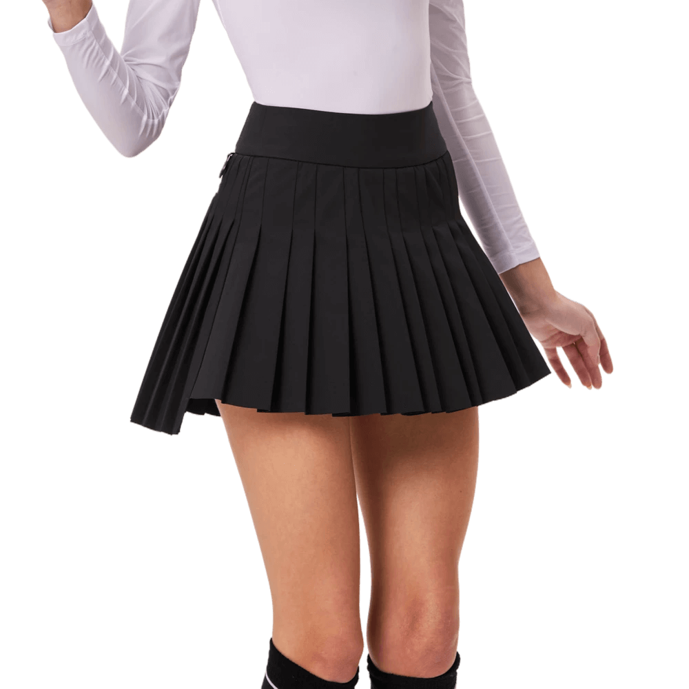 GoPlayer女彈性高腰百褶裙(黑)