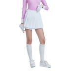 GoPlayer女高爾夫假兩件式百褶褲裙(白)
