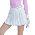 GoPlayer女高爾夫假兩件式百褶褲裙(白)