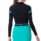 GoPlayer女高爾夫大翻領冰絲袖套衣(黑)