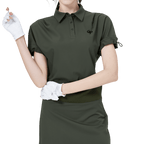 GoPlayer女寬鬆版短袖上衣(軍綠)