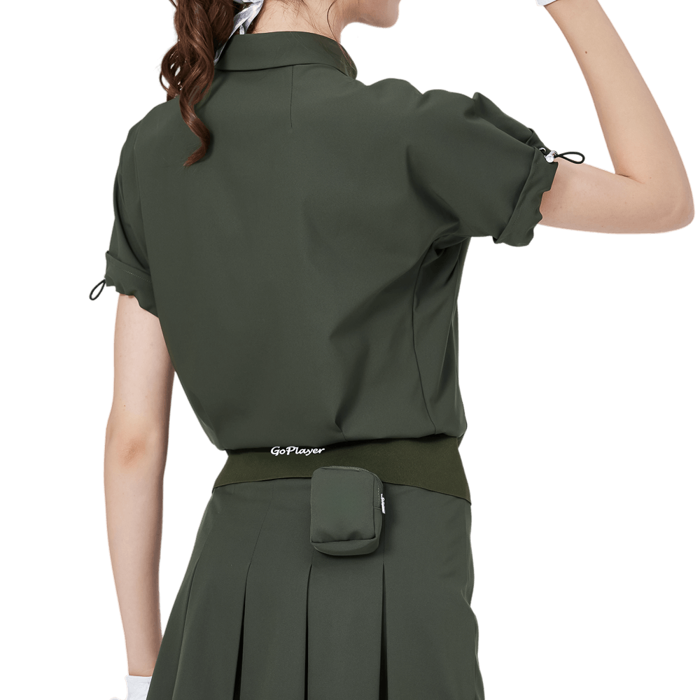 GoPlayer女寬鬆版短袖上衣(軍綠)