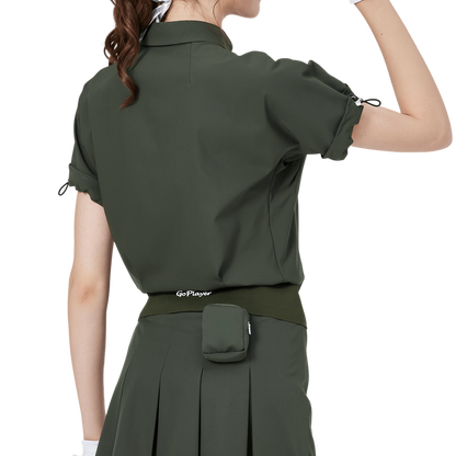 GoPlayer女寬鬆版短袖上衣(軍綠)