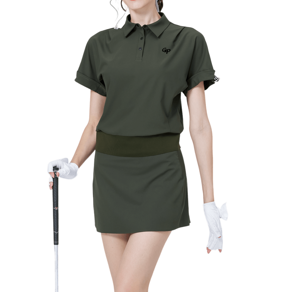 GoPlayer女寬鬆版短袖上衣(軍綠)