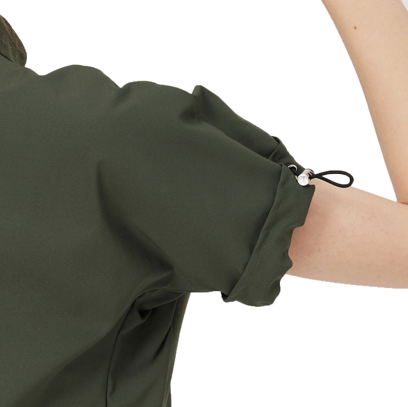 GoPlayer女寬鬆版短袖上衣(軍綠)