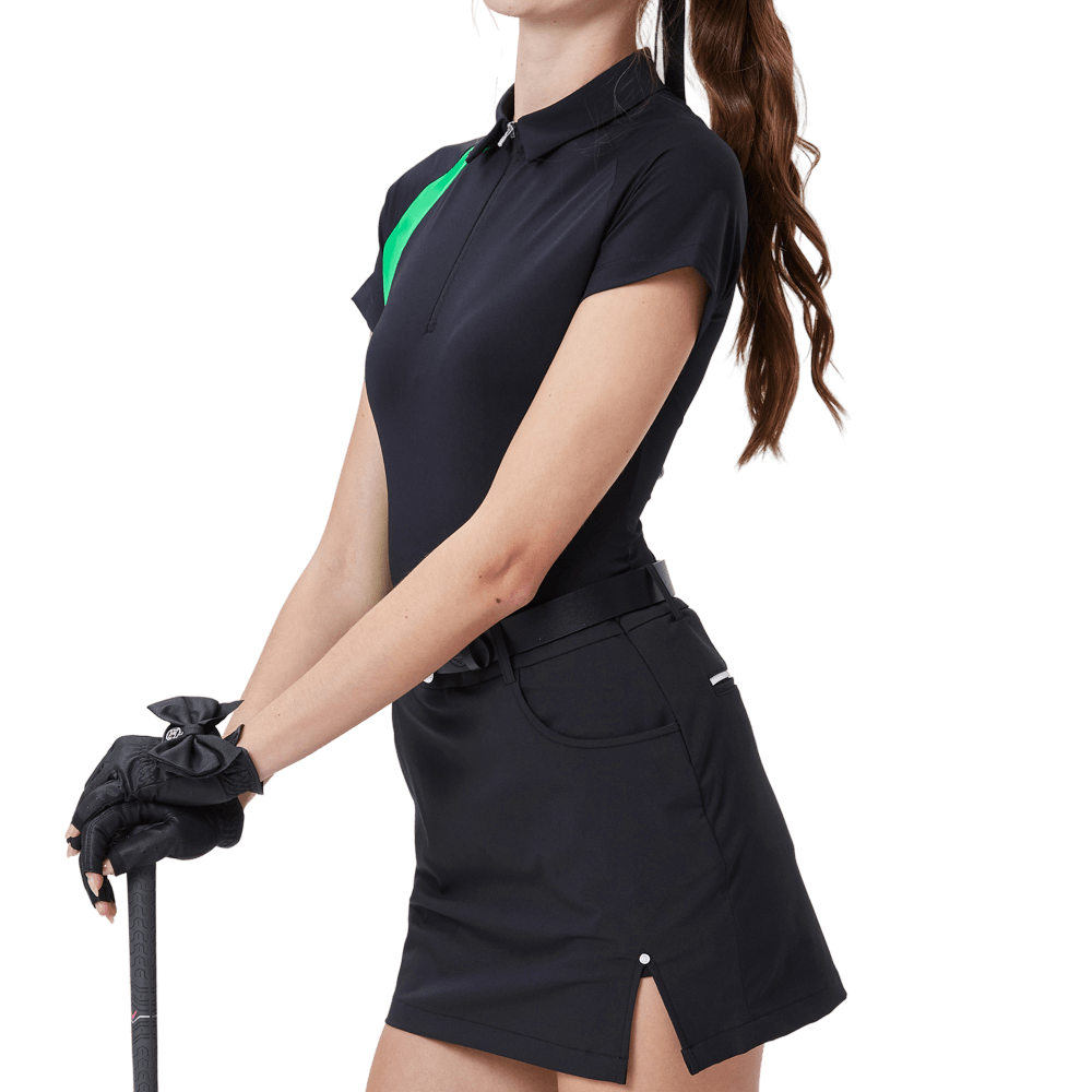 GoPlayer女高爾夫撞色短袖(黑)
