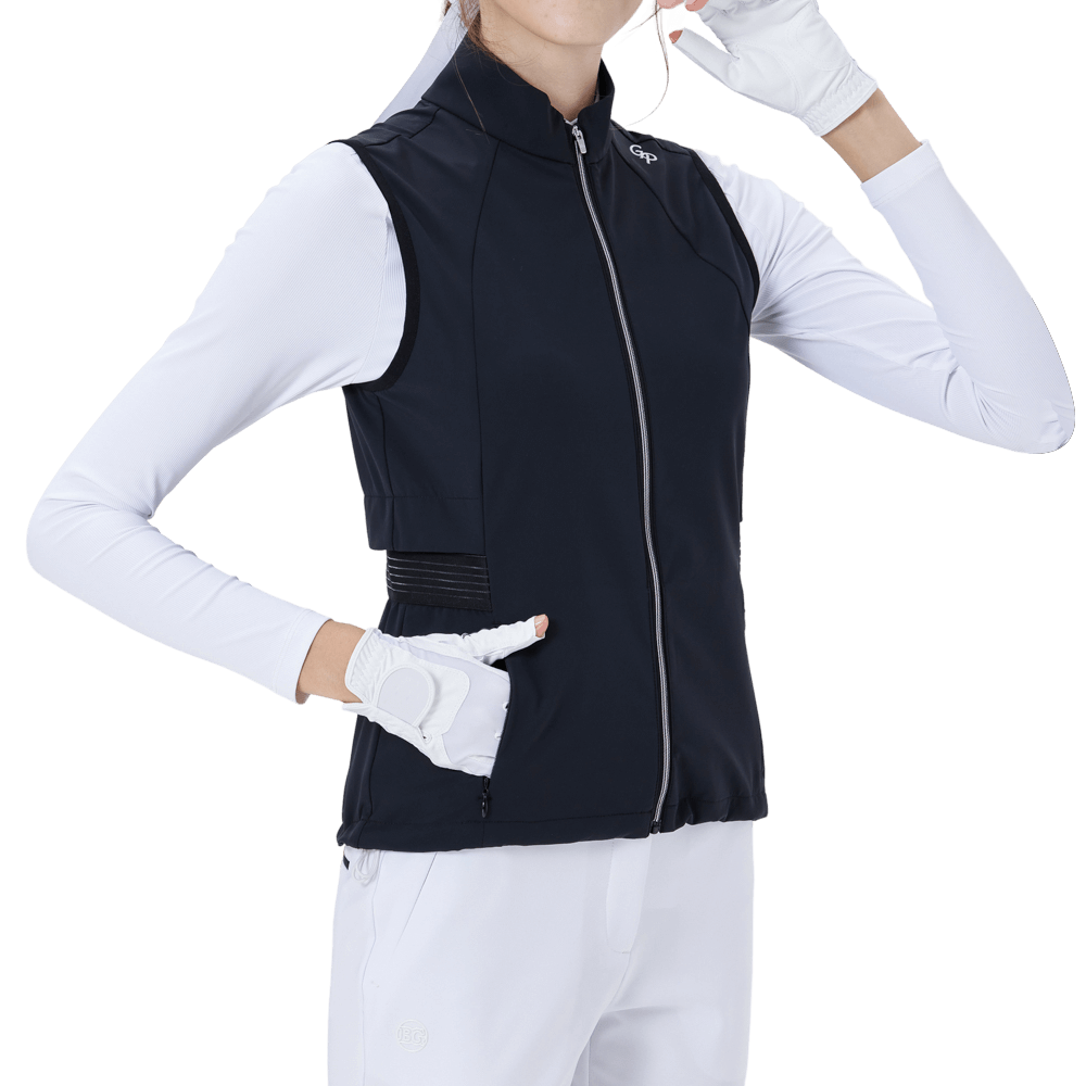 GoPlayer女高爾夫防潑水運動背心(黑)
