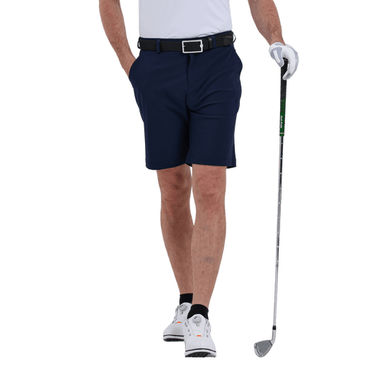 GoPlayer Men's Perforated Breathable Golf Shorts (Navy Blue)