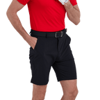 GoPlayer男沖孔透氣高爾夫短褲(黑)