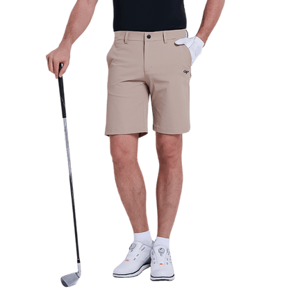 GoPlayer men's punched elastic golf shorts (light gray)