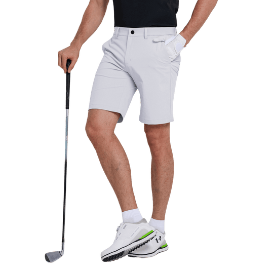 GoPlayer Men's Elastic Waist Golf Shorts (White)