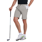GoPlayer男彈性腰高爾夫短褲(淺灰)