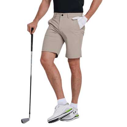 GoPlayer Men's Elastic Waist Golf Shorts (khaki)
