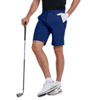 GoPlayer男彈性腰高爾夫短褲(灰藍)