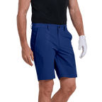 GoPlayer男彈性腰高爾夫短褲(灰藍)