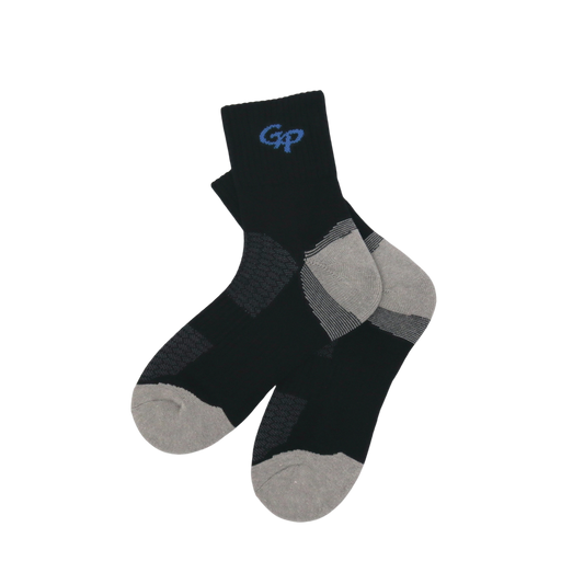 GoPlayer男竹炭氣墊中筒運動襪黑