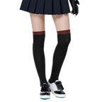 GoPlayer女膝上長筒襪(竹炭黑紅)