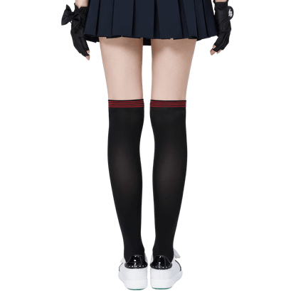 GoPlayer女膝上長筒襪(竹炭黑紅)
