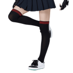 GoPlayer女膝上長筒襪(竹炭黑紅)