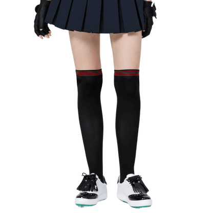 GoPlayer女膝上長筒襪(竹炭黑紅)