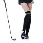 GoPlayer女高爾夫膝上襪(黑銀)